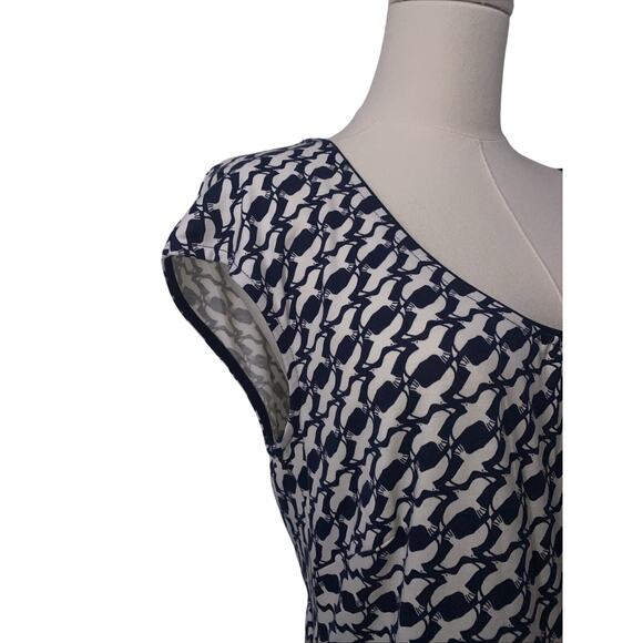 Boden Dress Size 10L Birds Blue Sleeveless Sheath Pockets Modal Blend - Picture 3 of 8